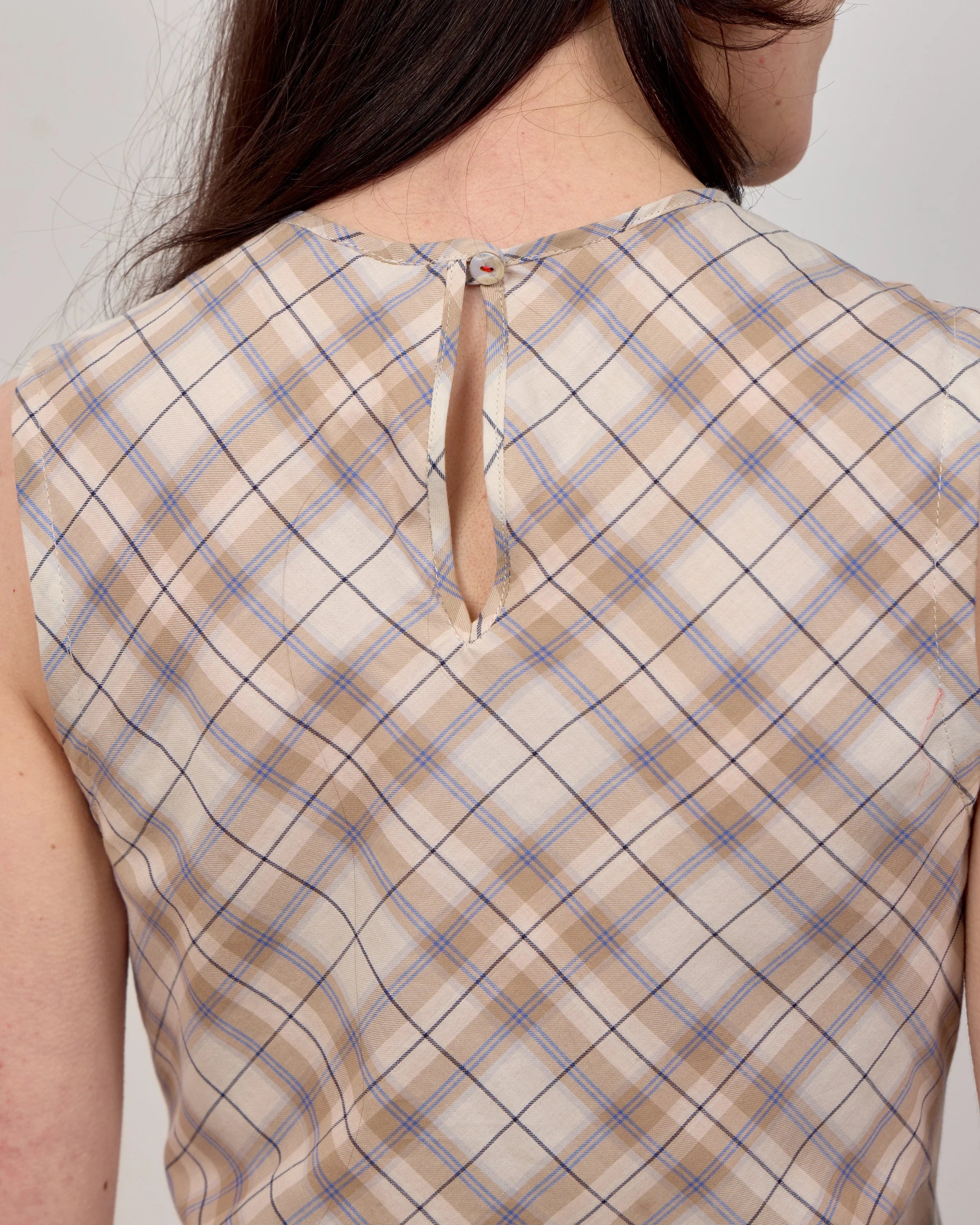 Mini Bias Dress - Sand Plaid