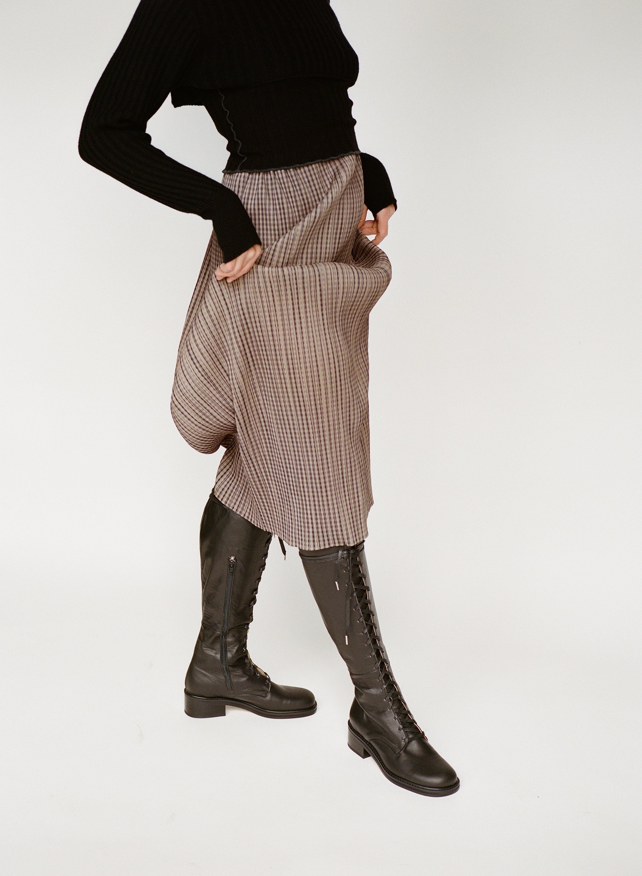 Tie Knee Boot Black