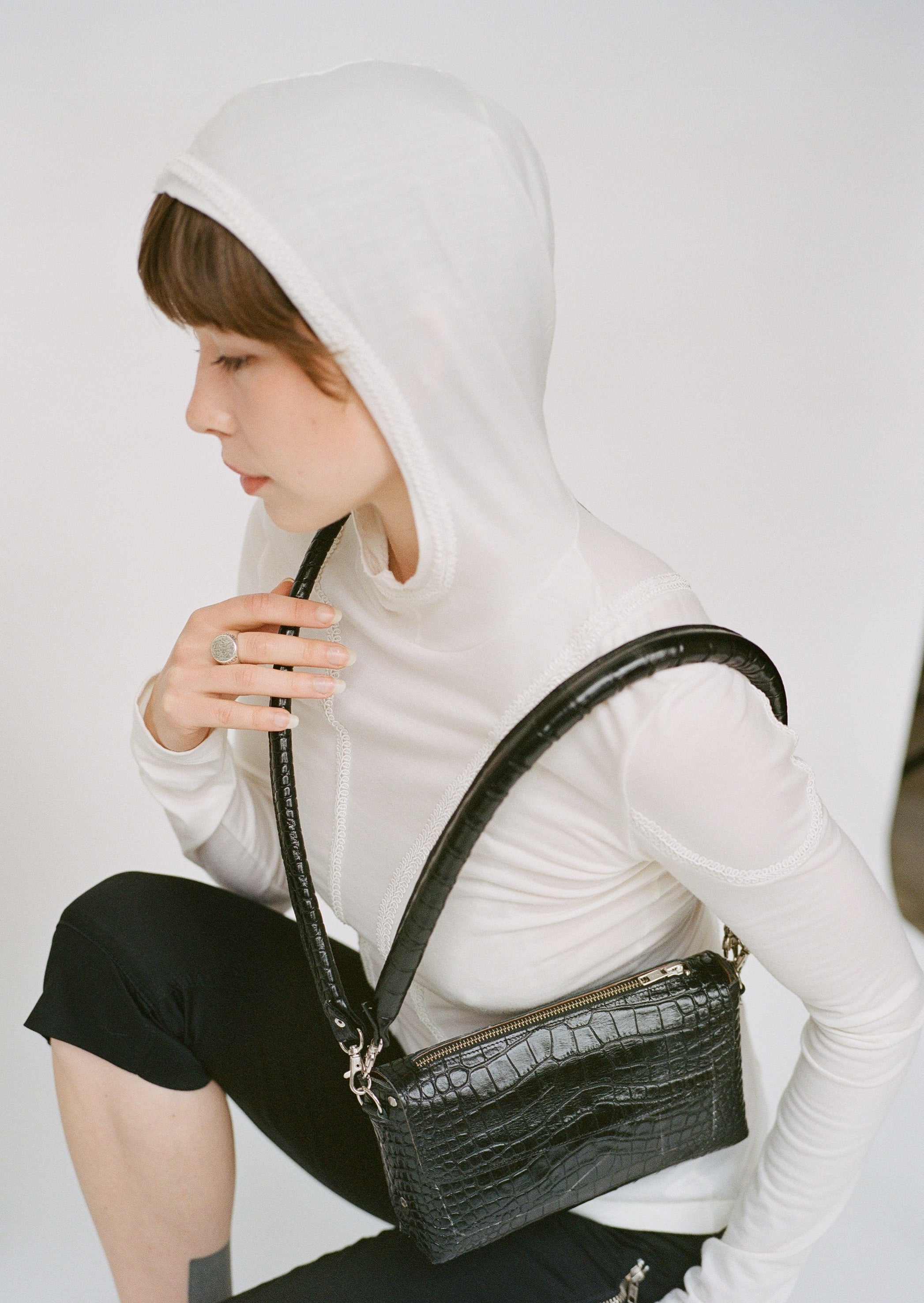 Double Bag Black Croc