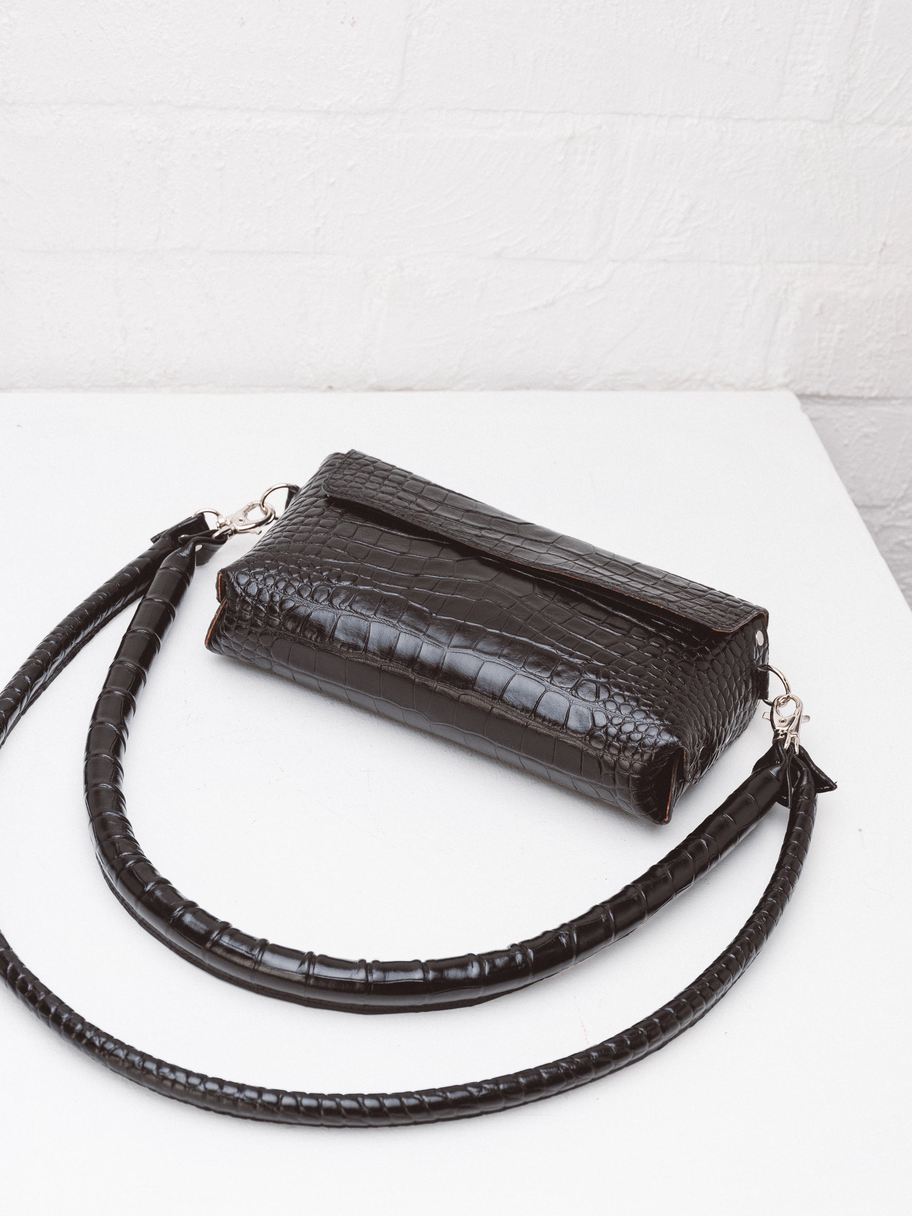 Double Bag Black Croc