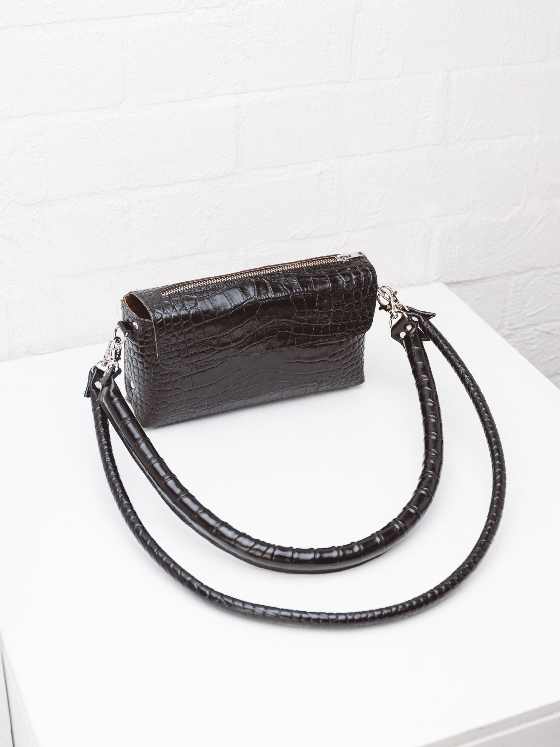 Double Bag Black Croc
