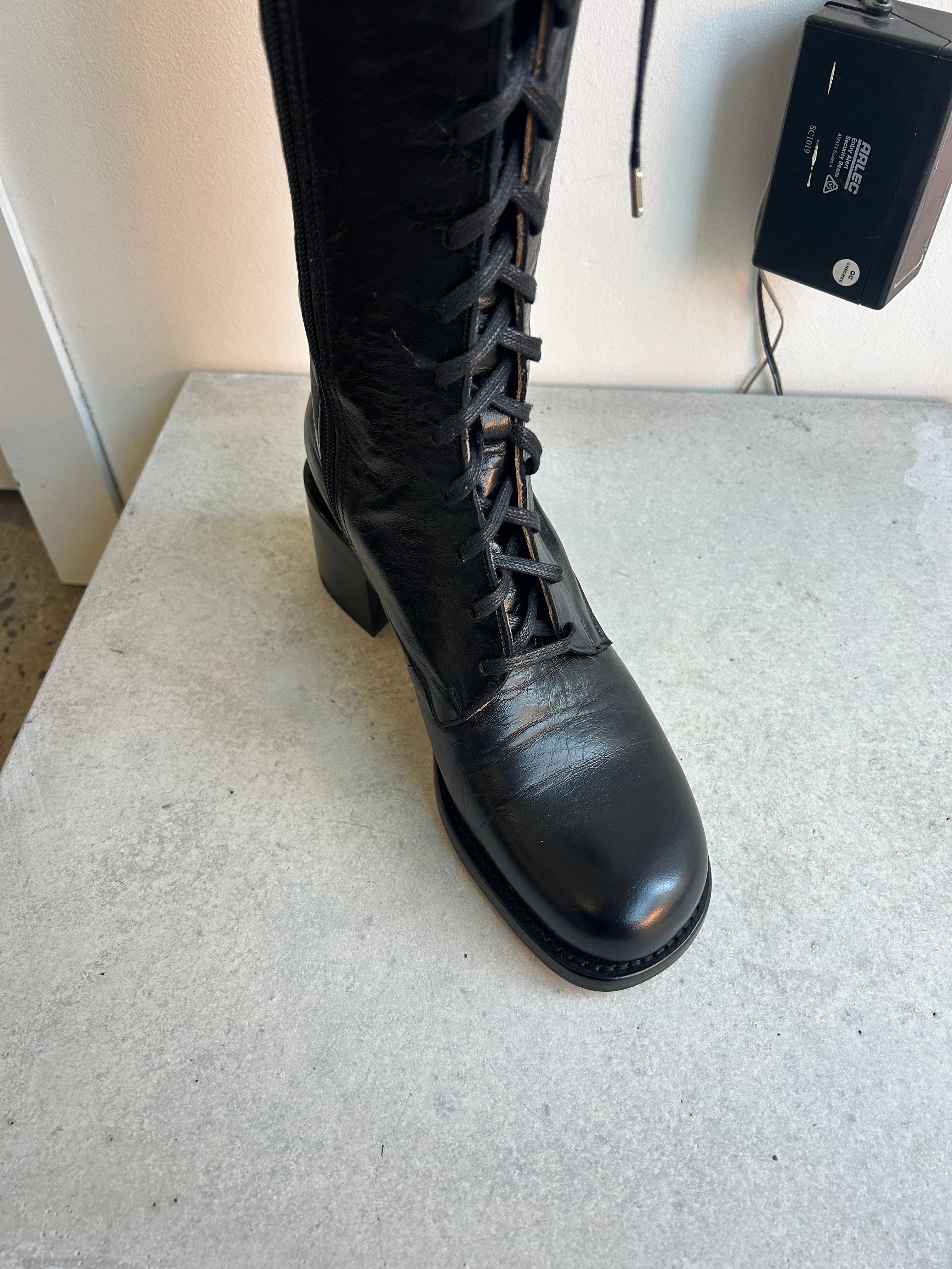 Tie Knee Boot High Black Shine / 39 - Second