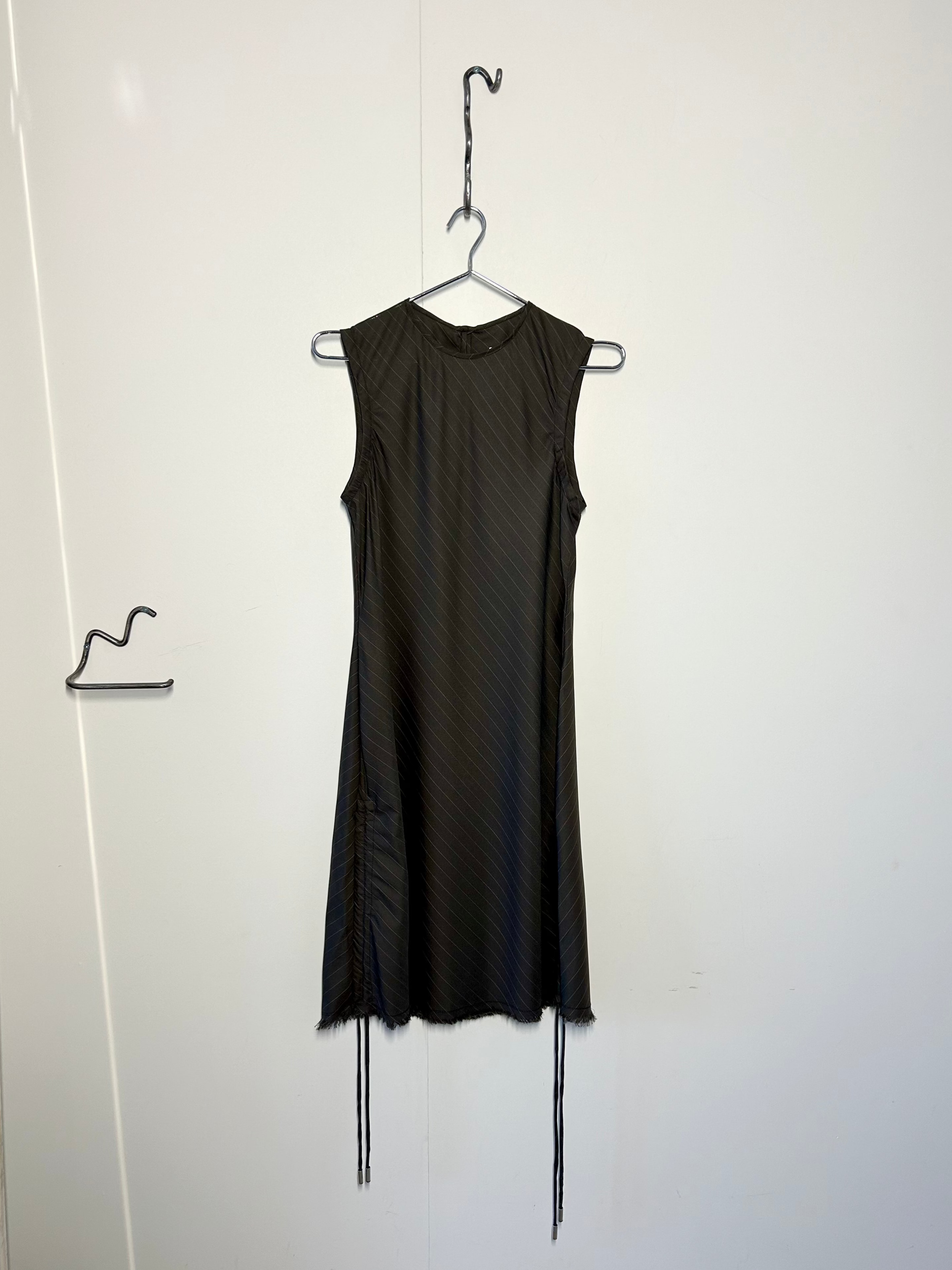 Mini Bias Dress w/Ties - Milk Chocolate Pinstripe