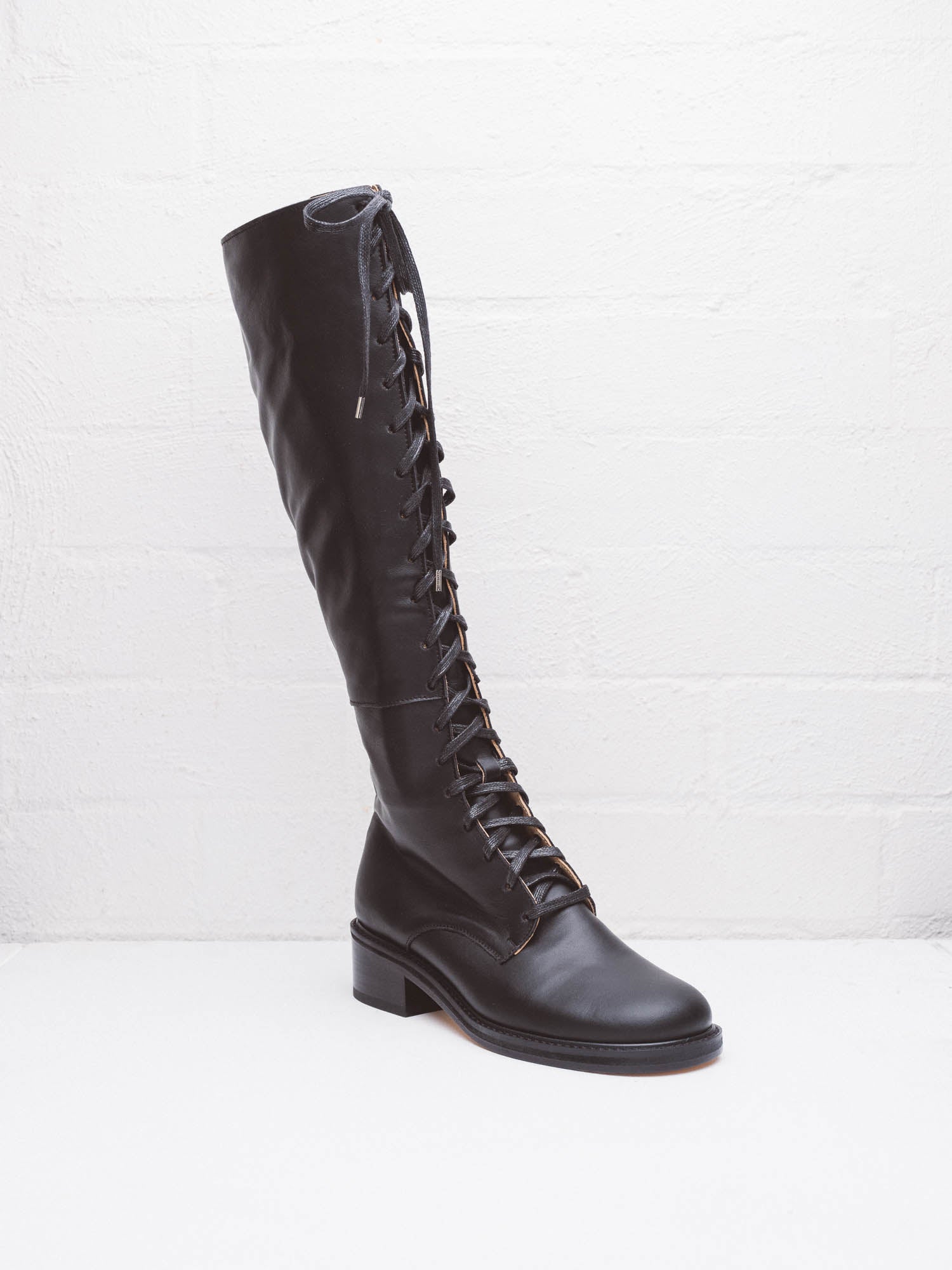 Tie Knee Boot Black